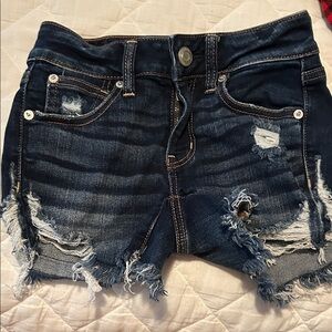 American Eagle Outfitters Navy Blue Distressed Denim Shorts